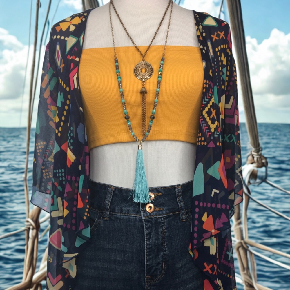 LuLaRoe Multicolor Geometric Kimono
